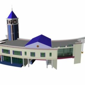 Järnvägsstationsbyggnad 3d-modell