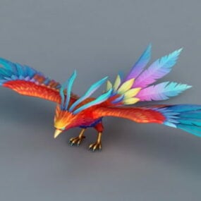 Regenbogen-Phoenix-Vogel 3D-Modell