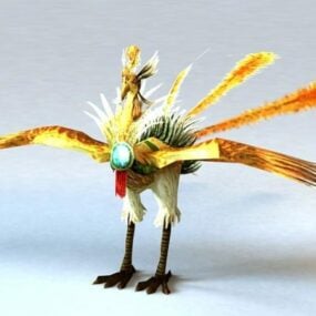 Rainbow Phoenix Bird Rigged 3D-modell