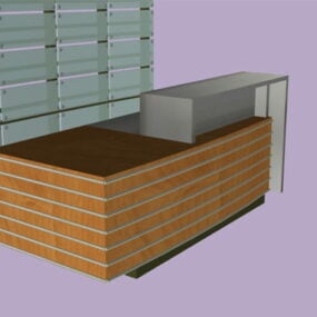 Reception Counter With Backdrop 3d model