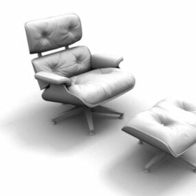 Liggende fauteuil en poef 3D-model