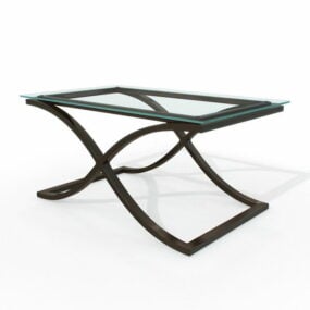 Modelo 3d de mesa de vidro temperado retangular para móveis