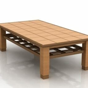 Modelo 3d de mesa de centro retangular de madeira