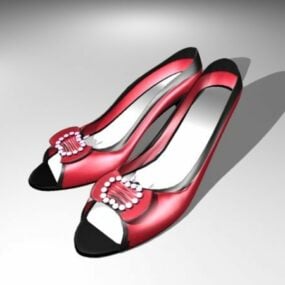 Red Court Shoes 3d model