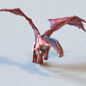 Red Dragon Animerad & Rigged 3D-modell