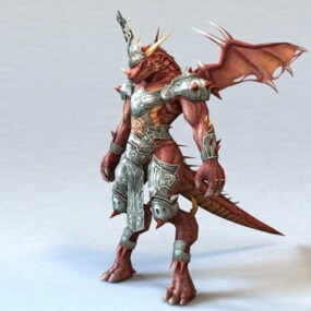 Red Dragonkin Warrior 3d-modell