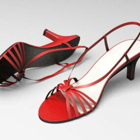 红色晚装凉鞋3d模型