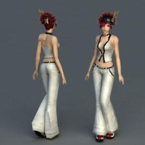 Rotes Haar-Sweetheart-Charakter-3D-Modell
