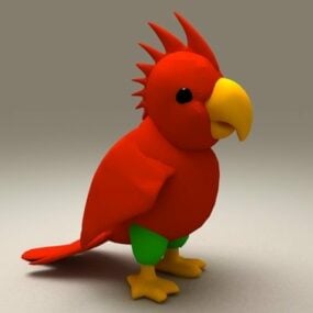 Model 3d Watak Parrot Merah