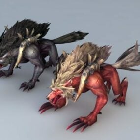 Red And Black Wolf 3d model