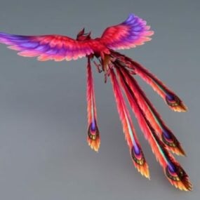 Red And Purple Phoenix 3d model