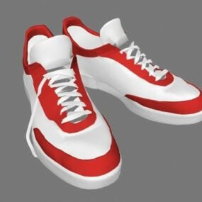 Røde og hvide sneakers 3d-model