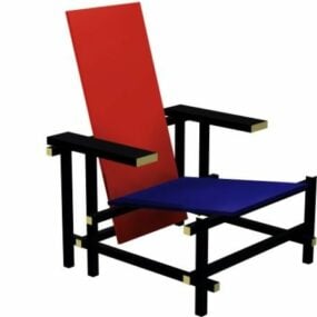 Modelo 3d de cadeira vermelha e azul
