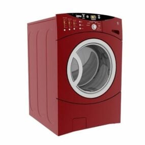 Mô hình 3d máy giặt tự động màu đỏ