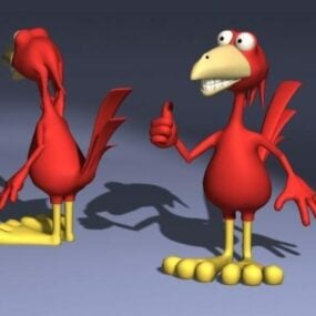 Character Red Bird Cartoon 3d model