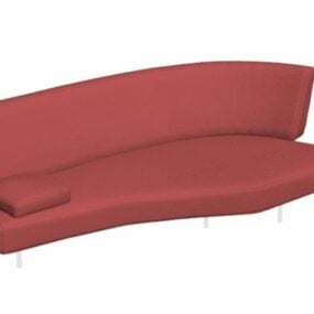 Divano letto curvo in tessuto rosso modello 3d