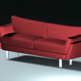Mẫu ghế dài màu đỏ Loveseat 3d