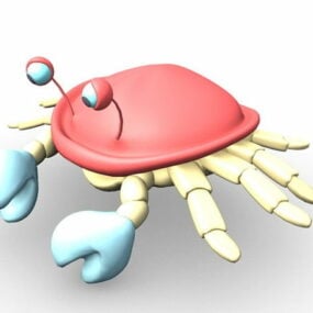 Red Crab Cartoon Animal 3d model