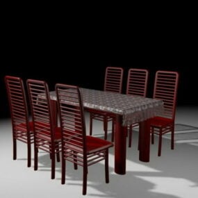 红色餐厅套装3d模型