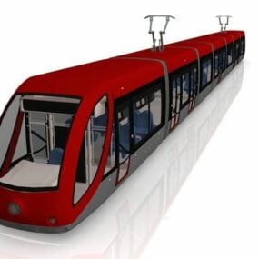 3D-Modell der roten elektrischen Straßenbahn