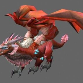 Modello 3d del personaggio del drago rosso fuoco