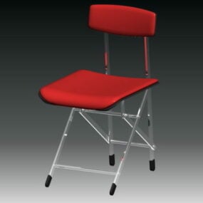 เก้าอี้พับสีแดงแบบ 3 มิติ