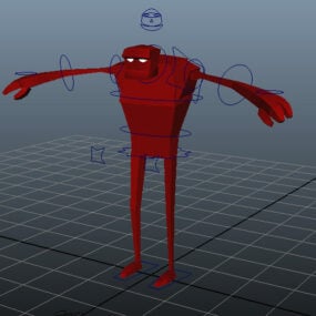 Červený humanoidní znak Rigged 3D model