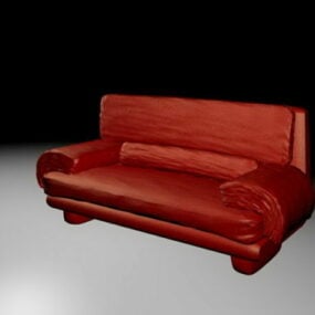 Sofá de cuero rojo modelo 3d
