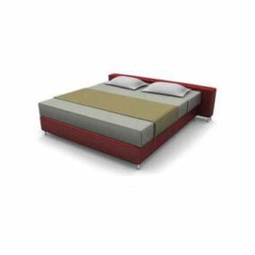 نموذج ثلاثي الأبعاد لسرير ذو منصة جلدية حمراء