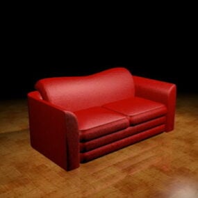 3д модель красного двухместного дивана