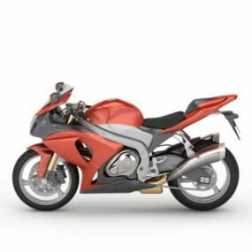 Červený 3D model motocyklu