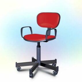 เก้าอี้ล้อเลื่อนสำนักงานแบบ 3 มิติสีแดง