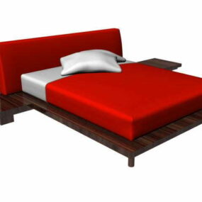 Red Platform Bed 3d model