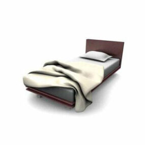 Mô hình 3d giường đơn nền đỏ