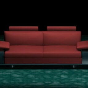 Mẫu ghế sofa màu đỏ Loveseat 3d