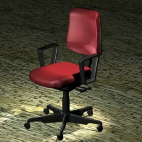 เก้าอี้หมุนสีแดงโมเดล 3 มิติ
