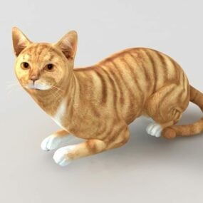 3д модель животного красного полосатого кота