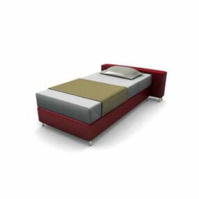 Red Upholstered Single Bed 3d model