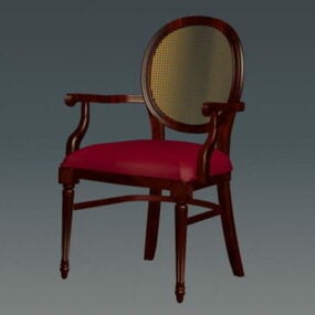 Red Wood Accent Chair 3d model