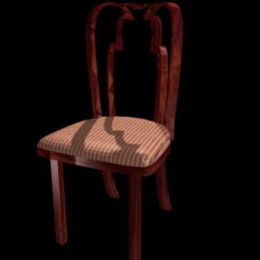 Chaise de salle à manger en bois rouge modèle 3D