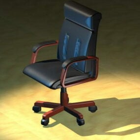 Red Wood Swivel Chair 3d model