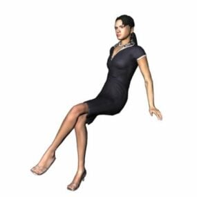 Karakter Rahatlatıcı Bayan Oturan 3D model