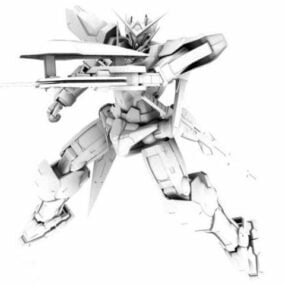 Rigged Modello 3d del personaggio robot Gundam Exia