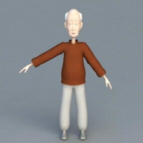 Rigged Dessin animé de vieil homme modèle 3D
