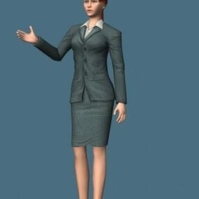 Rigged Business Woman In Suit Dress 3d model