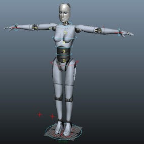 Rigged Kvindelig robot 3d-model