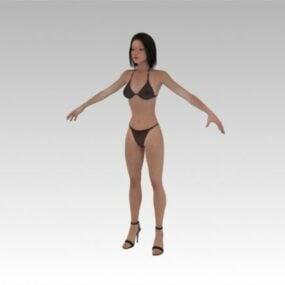 Rigged 3D модель персонажа в женском бикини