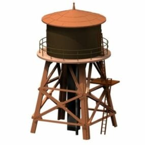 Стара дерев'яна водонапірна вежа 3d модель