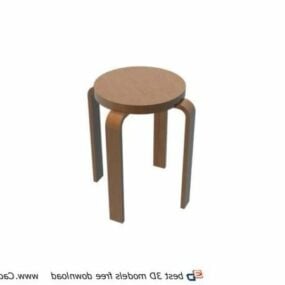 Furniture Round Wooden Stool 3d model