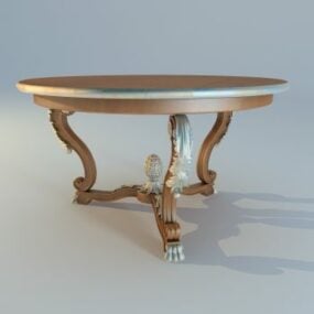 Round Antique Coffee Table 3d model